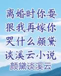 离婚时你耍狠我再嫁你哭什么颜黛谈溪云小说免费阅读全文最新